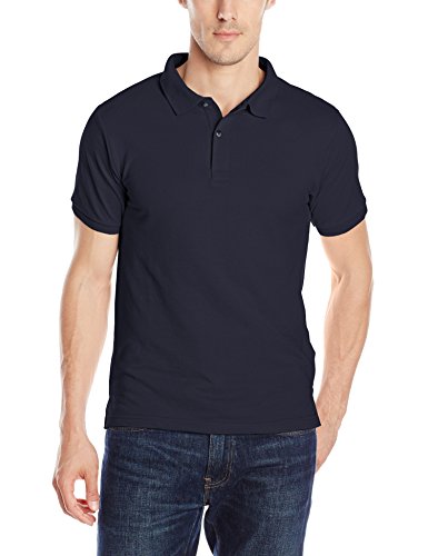IZOD Uniform Young Men's Short Sleeve Pique Polo, Navy, Large
