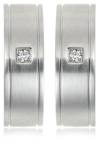 Stainless Steel Earrings w/ Cubic Zirconia Accent
