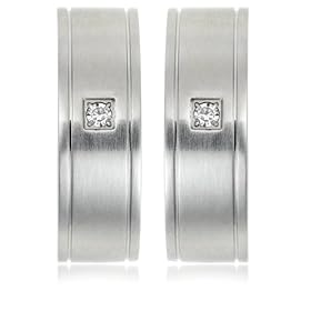 Stainless Steel Earrings w/ Cubic Zirconia Accent