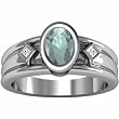14K White Gold Aquamarine and Diamond Ring