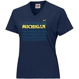 Nike Michigan Wolverines Navy Blue Ladies V-neck Graduated T-shirt