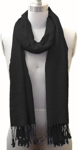 Trendy and Soft Solid Color Pashimina Scarf Black Color