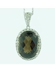 O&G Australia Natural Smokey Quartz & White Topaz, 925 Sterling Silver Pendant (14.18cts)