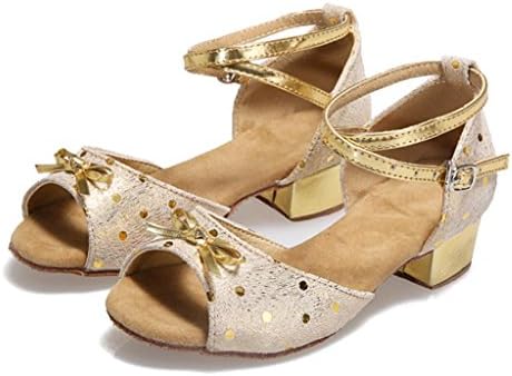 SONGYUNYANSoft leather straps at the end of children's Latin dance shoes , gold , 36