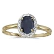 10K Yellow/White Gold 0.02 ct. Diamond and 7 x 5 MM Oval Shaped Sapphire Ring