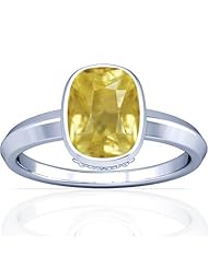 18K White Gold Cushion Cut Yellow Sapphire Solitaire Ring