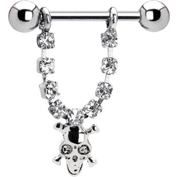 Crystalline Skull Crossbones Nipple Ring