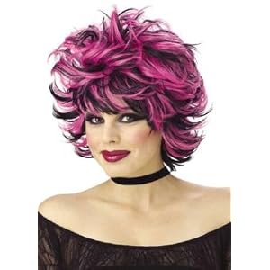 California Costume Black & Pink Shag Costume Rocker Wig