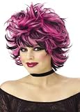 Sexy and fun in this Black & Pink Shag Costume Rocker Wig