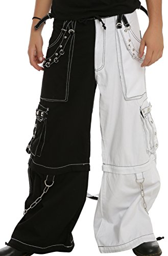Tripp White & Black Two Tone Split Leg Pants with Zip Off Legs to Shorts