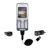 Retractable USB Hot Sync Compact Kit with Car & Wall Charger for the Sony Ericsson K310i - Gomadic Brand w/ TipExchange Technology