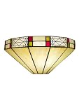 Dale Tiffany 8693/1LTW Mission Filigree Wall Sconce Light, Art Glass Shade