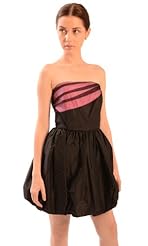 Strapless Polyester/Silk/Spandex/Tulle Bubble Dress Fitted Striped Print  Dress