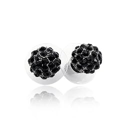 Black Crystal Ball Stud Earrings Fashion Jewelry