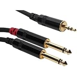 Elite Core SuperFlex Gold SFP-Y15Q3.5MM Two 1/4-Inch TS to 3.5mm Stereo Y Patch Cable, 15-Feet
