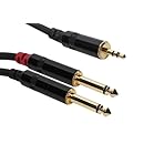 Elite Core SuperFlex Gold SFP-Y10Q3.5MM Two 1/4-Inch TS to 3.5mm Stereo Y Patch Cable, 10-Feet