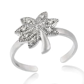 Sterling Silver Designer-Inspired CZ Palm Tree Toe Ring