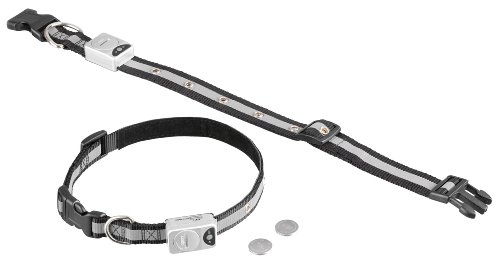 Nobby 78211 LED Blinkhalsband S, 15 mm, 30-40 cm, schwarz mit Reflektorstreifen