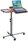 Adjustable Mobile Rolling Laptop Desk / Cart - Mahogany