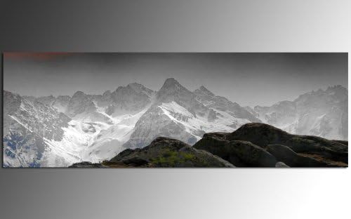 Acrylic print AG39000469 PICTURE / Panel Art behind AcrylicGLASS 35,4 x 11,8 in GIPFEL &amp; MOUNTAIN B/W DECO DESIGN, LIVING ROOM, KITCHEN, OFFICE / BEST HANDMADE QUALITY