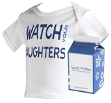 Spoilt Rotten - Watch Your Daughters Funny Baby Tee Shirt 100% Organic Sizes 6-12 months + in funky Milk Carton WHITE