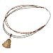 Oriya Metallic Multistrand Pendant Necklace with Red/Green Glass Beads