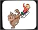 Mouse Pad with human, body, individuals, sleigh, individual, boy, persons, sled, pulling, mammal, humans, people, pet, animal, person, dog, ride, canine