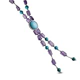 Sterling Liquid Silver, Turquoise & Amethyst Bead Necklace