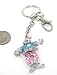 Fun Large Crystal Pink & Blue Circus Clown Charm Key Chain with Key Ring & Clip ~ Com...