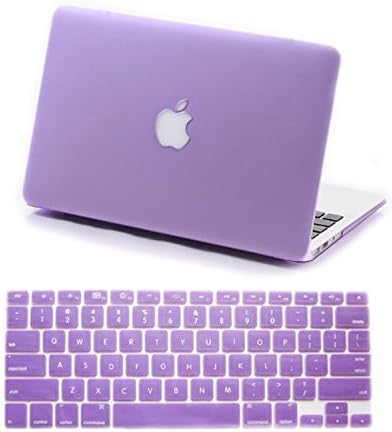 Dealgadgets Purple Rubberized Frosted Matte Surface Hard Shell Case Cover for 2014 New Macbook Air 13 13.3 A1369 & A1466 with Silicone Keyboard Cover Skin Stickers Protector Color: Purple PC, Personal Computer