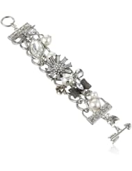 Betsey Johnson "Frontal Toggle Cluster" Sunburst and Crystal Toggle Bracelet, 7.5"