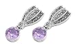 Marcasite Earrings with Lavender CZ - 31 mm