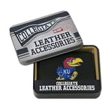 Kansas Jayhawks Black Leather Embroidered Tri-Fold Wallet