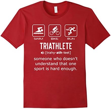 Men's Funny Triathlon Shirt- Triathlete Definition Swim, Bike, Run Large Cranberry
