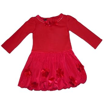 Kate Mack Red Knit Bodice with Balloon Hem Dress