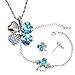 Four Leaf Clover Swarovski Elements Crystal Rhodium Plated Necklace, Earrings & Bracelet Set