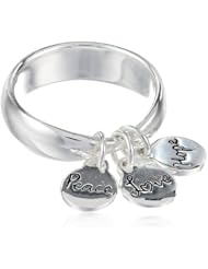 Sterling Silver "Peace Love Hope" Three Charm Ring