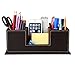 HOMETEK PU Leather Desktop Storage Box 4 Compartment Desk Organizer Card/Pen/Pencil/Mobile Phone/Remote Controller/Cosmetics Office Supplies Holder Collection Desktop Organizer (Brown)