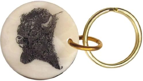 Montana Marble Etched Buffalo Bison Keychain