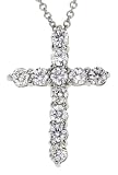 18k White Gold Diamond Cross Pendant (0.78 cttw, E-F Color, VS1-VS2 Clarity), 16