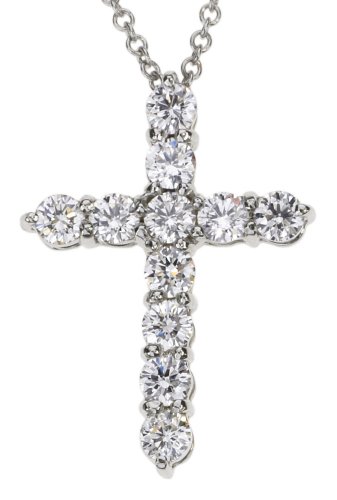 18k White Gold Diamond Cross Pendant (0.78 cttw, E-F Color, VS1-VS2 Clarity), 16