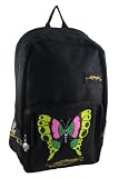 Ed Hardy Scarlet Black Mesh Backpack Rhinestone Butterfly