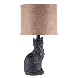 Black Cat Distress Finish Animal Table Lamp