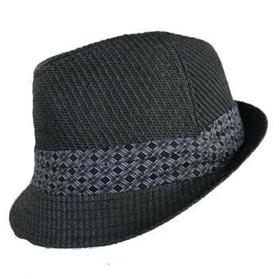 Soho Black Toyo Weave Straw Wide Hat Band Fedora Hat