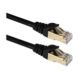 CAT7 10FT LAN Cable ( 10 FEET / 3 Meters ) Cat 7 Shielded ( SSTP ) Ethernet Patch Black Network Cord - 10 Gigabit 600MHz - Gold Plated RJ45 Connectors for Modem Router 10G Internet Connections