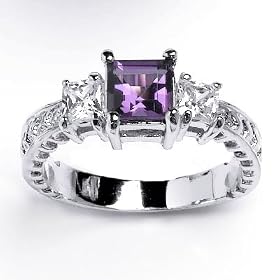 Absolutely Stunning Solid Sterling Silver Cubic Zirconia Rhodium Plated Rings with Square... by 