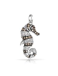 Bling Jewelry Seahorse Pendant Champagne Pave CZ 925 Silver
