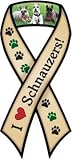 【AnimalsINK.com】リボン型マグネット『シュナウザー大好き（ベージュ・茶色）』Schnauzers (beige)