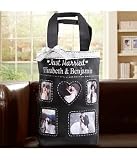 Personalized Wedding Gifts - Just Married Black and White Photo Tote