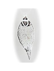 Silver Plated Evergreen Real Leaf Sterling Silver Serpentine Chain